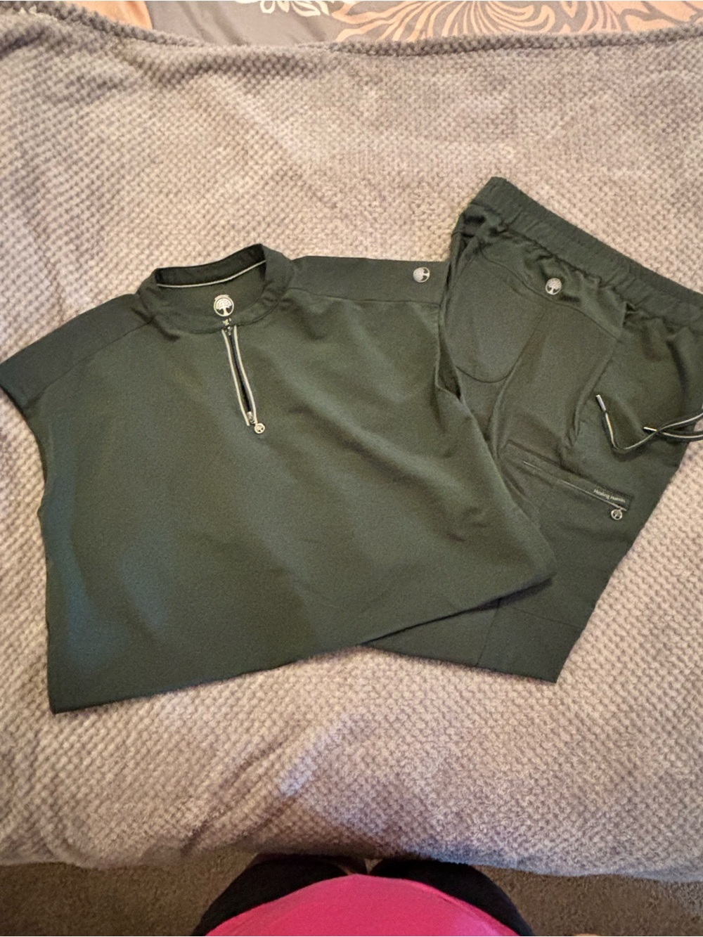 healing hands Olive Green Medical Top with Logo